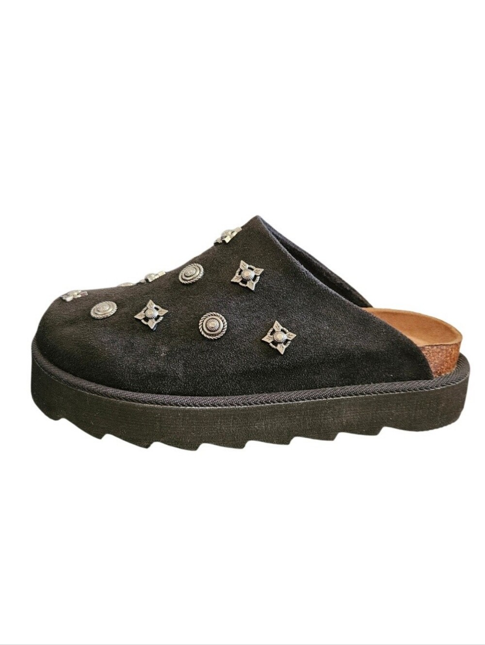 Outwoods Sunday-3 Studded Faux Suede Platform Mule/ Clog Size 8